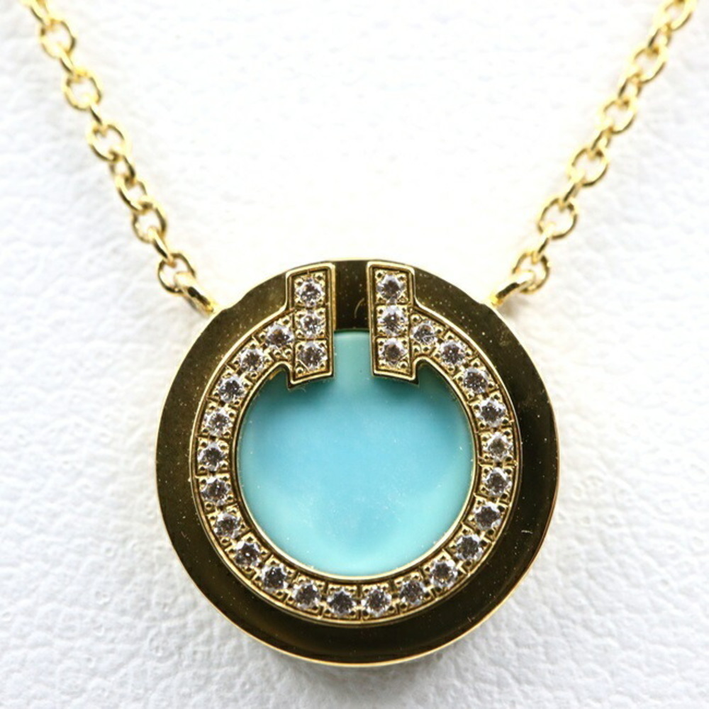 Tiffany Two Circle Necklace Gold Blue